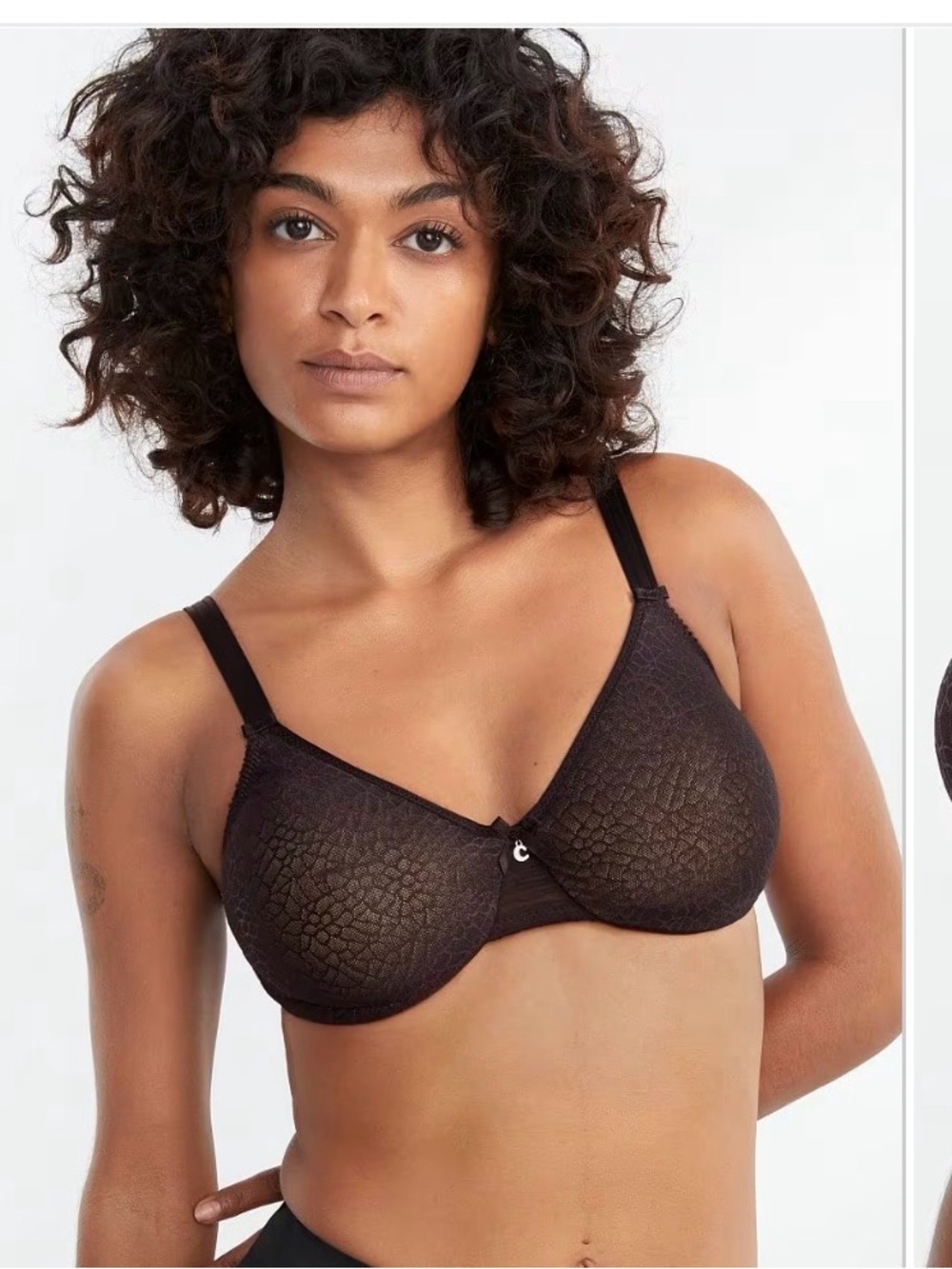Chantelle Magnifique Black minimizer Lace Underwire Bra 34DDD
